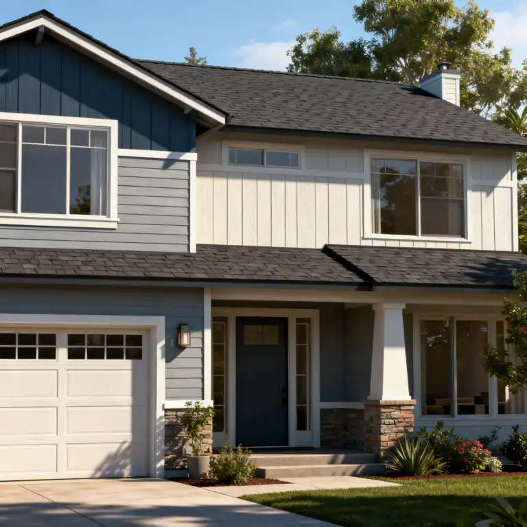 Modern California home with new siding and roofing installed simultaneously